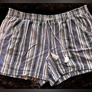 Briggs New York Navy and White Striped High Waist Shorts